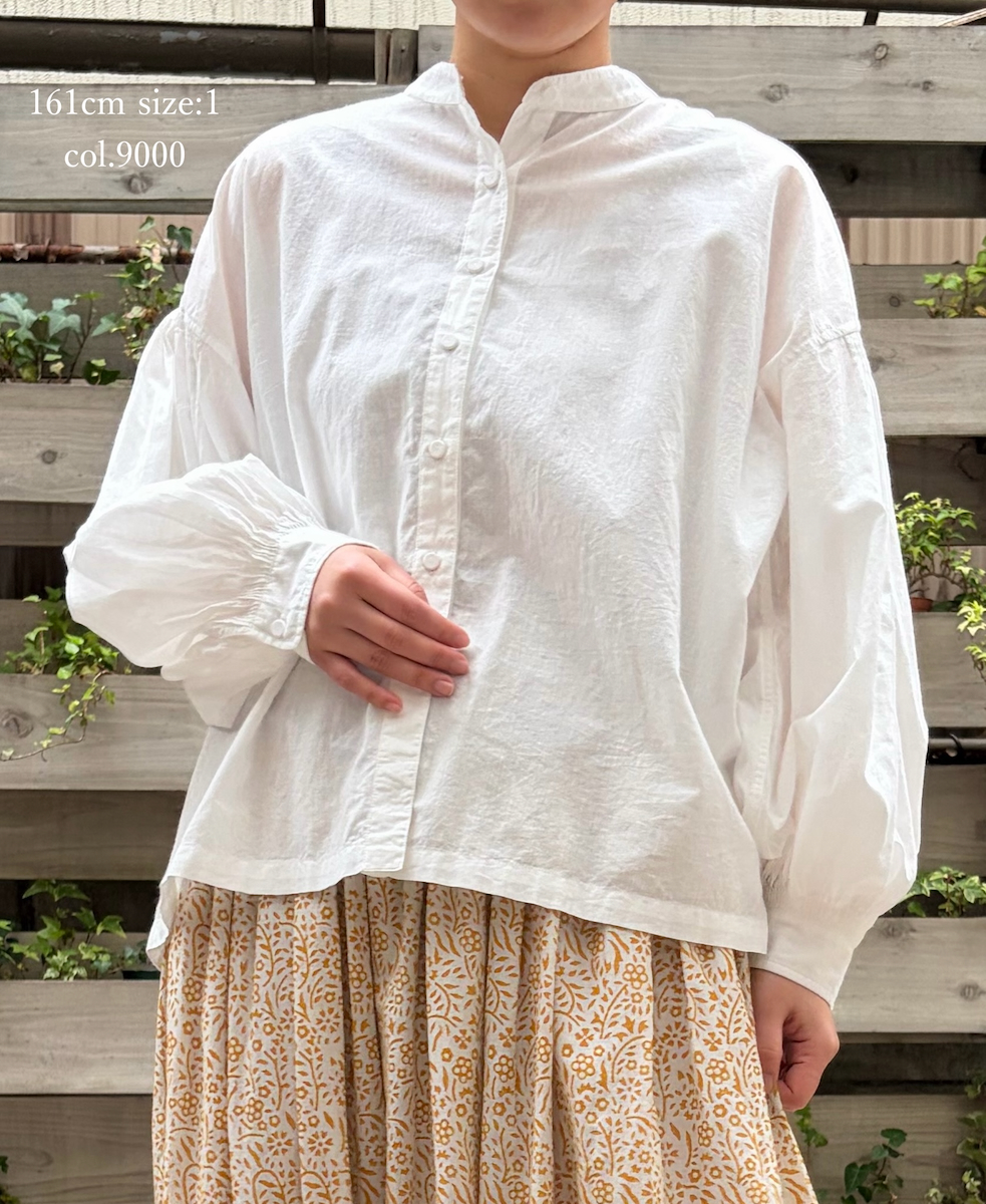 INMDS26071(シャツ) 100s KHADI PLAIN BANDED COLLAR SHIRTS WITH MINI PINTUCK
