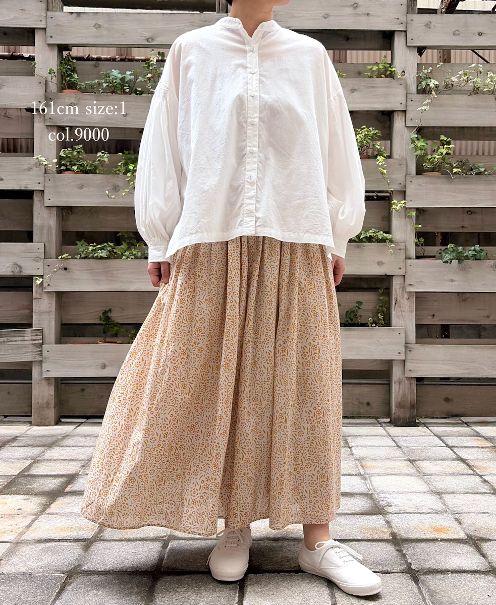 INMDS26071(シャツ) 100s KHADI PLAIN BANDED COLLAR SHIRTS WITH MINI PINTUCK