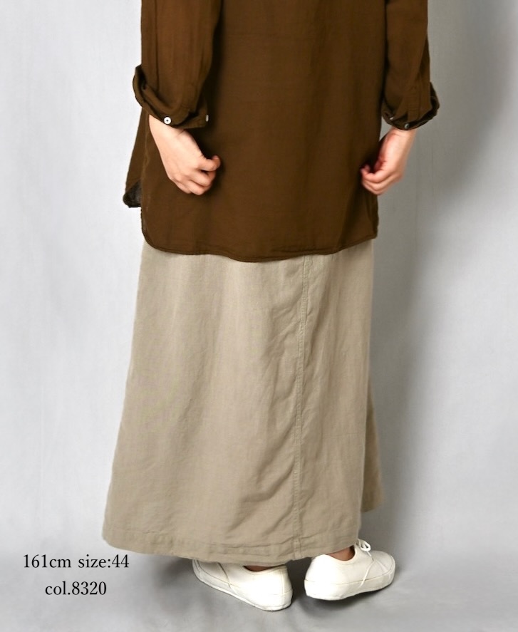 INHT2514CLD(スカート) COTTON LINEN PLAIN OVERDYE EASY SKIRT
