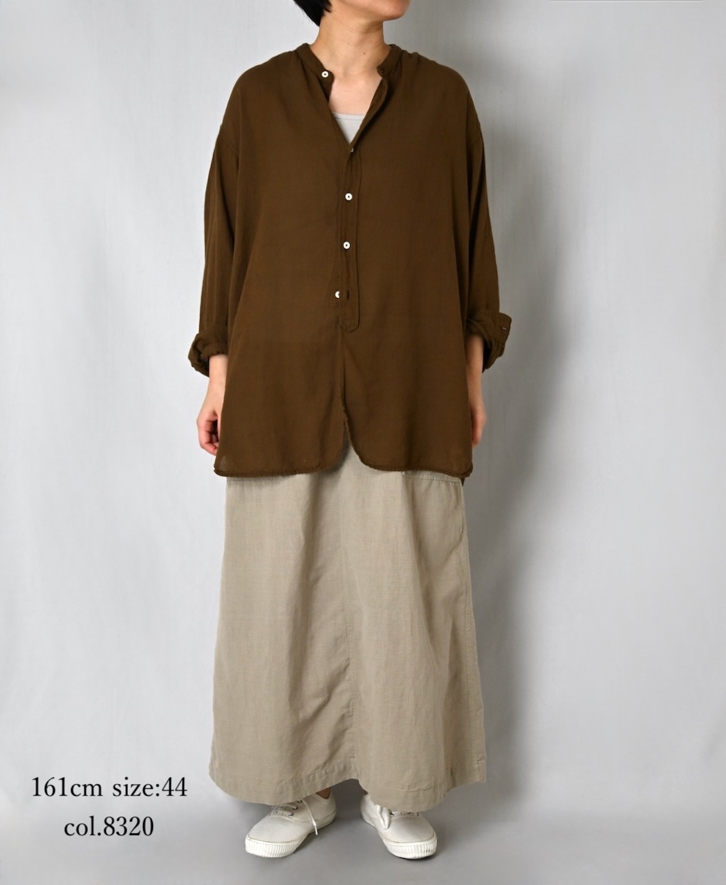 INHT2514CLD(スカート) COTTON LINEN PLAIN OVERDYE EASY SKIRT