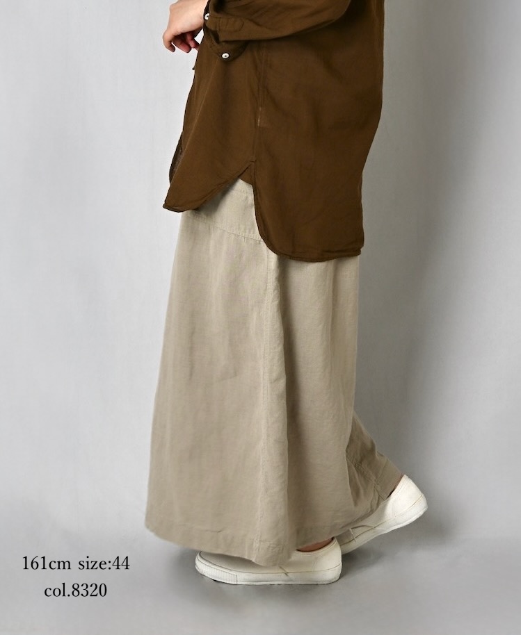 INHT2514CLD(スカート) COTTON LINEN PLAIN OVERDYE EASY SKIRT