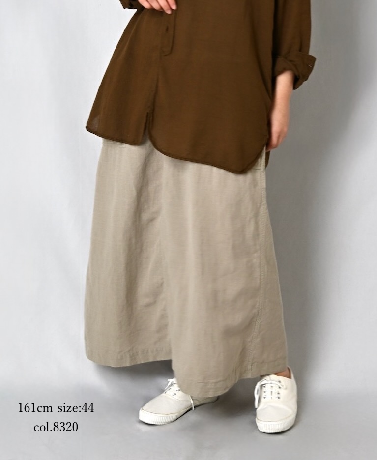 INHT2514CLD(スカート) COTTON LINEN PLAIN OVERDYE EASY SKIRT