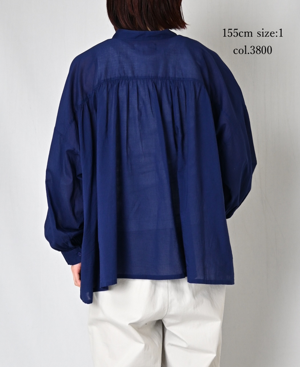 NSL26021(シャツ) 80s COTTON VOILE PLAIN BANDED COLLAR GATHERED SHIRT