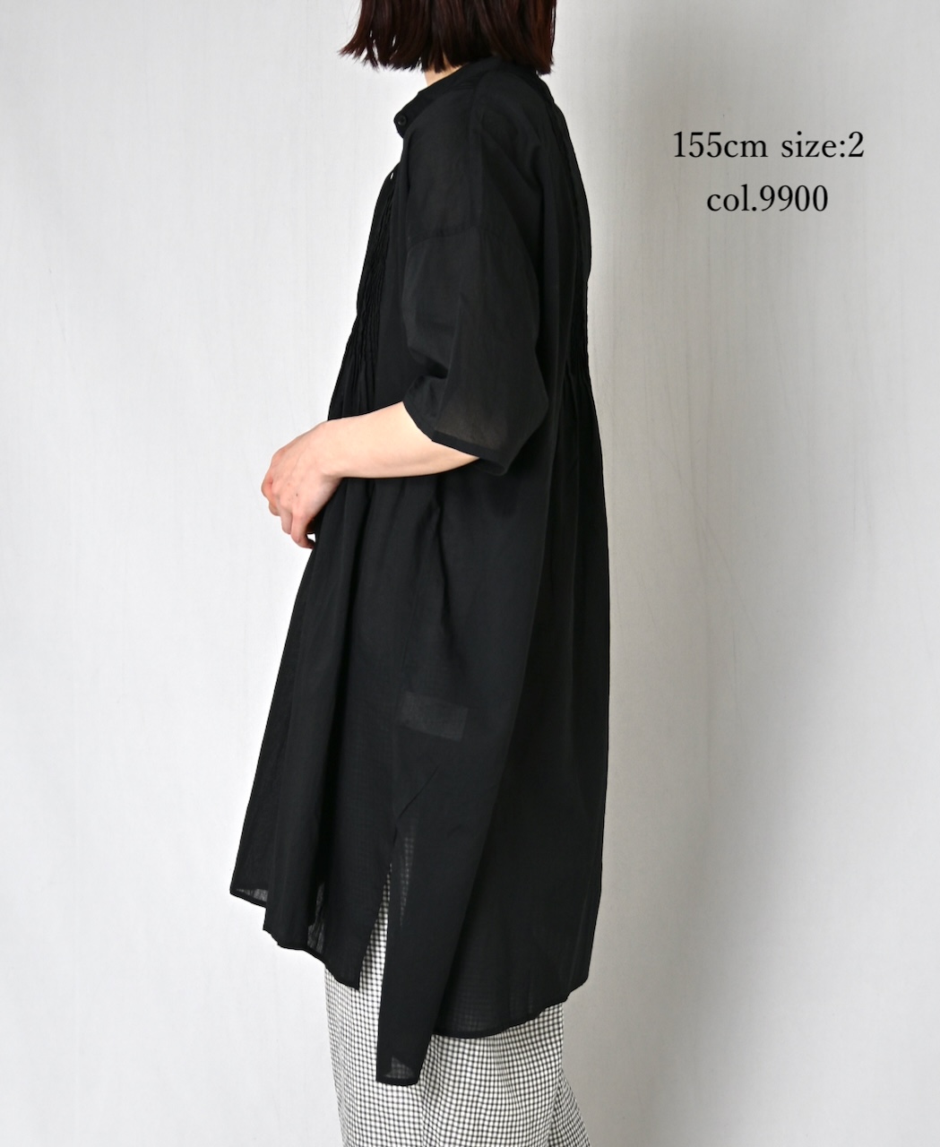 NSL26023(シャツ) 80s COTTON VOILE PLAIN BANDED COLLAR SHORT/SLEEVE PINTUCK SHIRT