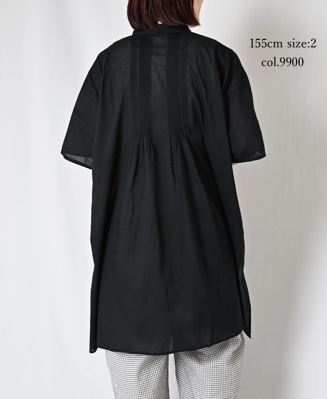 NSL26023(シャツ) 80s COTTON VOILE PLAIN BANDED COLLAR SHORT/SLEEVE PINTUCK SHIRT