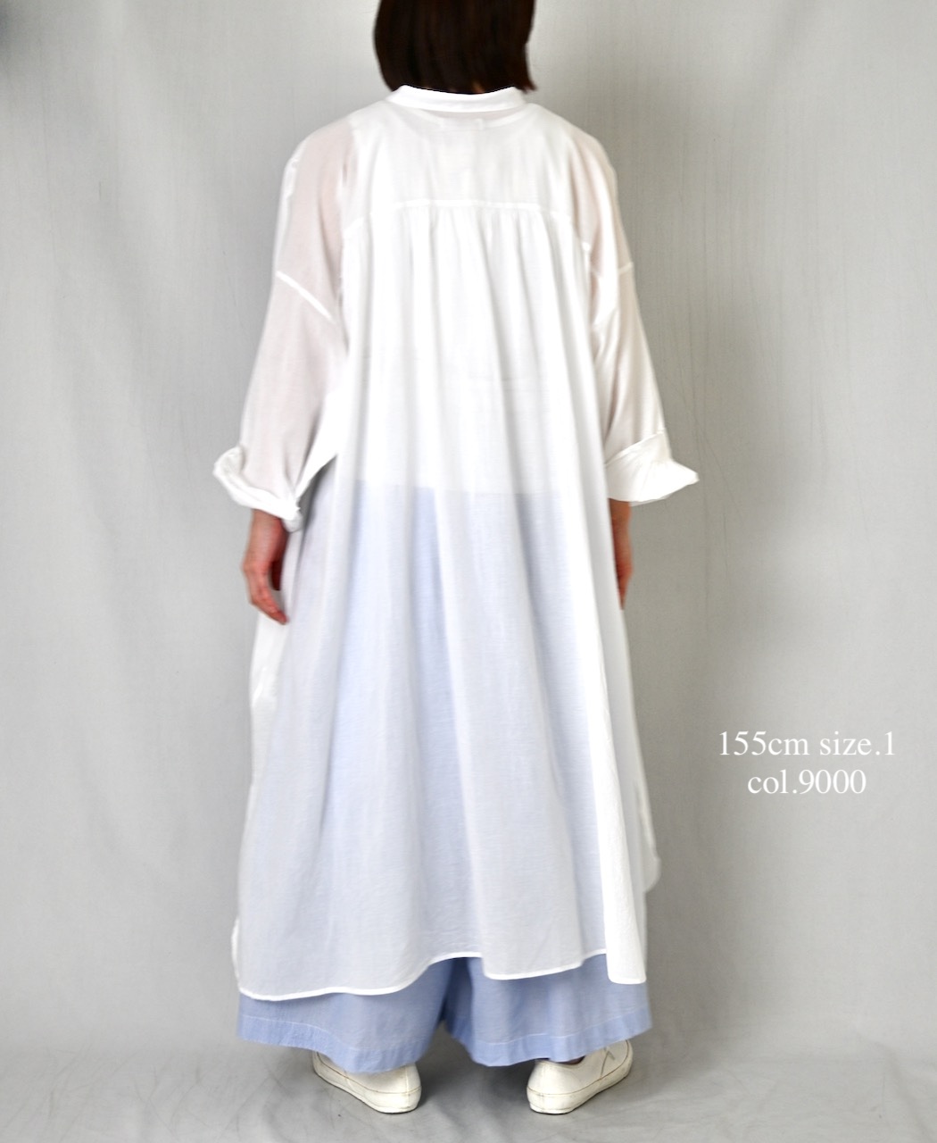 NSL26024(ワンピース) 80s COTTON VOILE PLAIN BANDED COLLAR GATHERED SHIRT DRESS