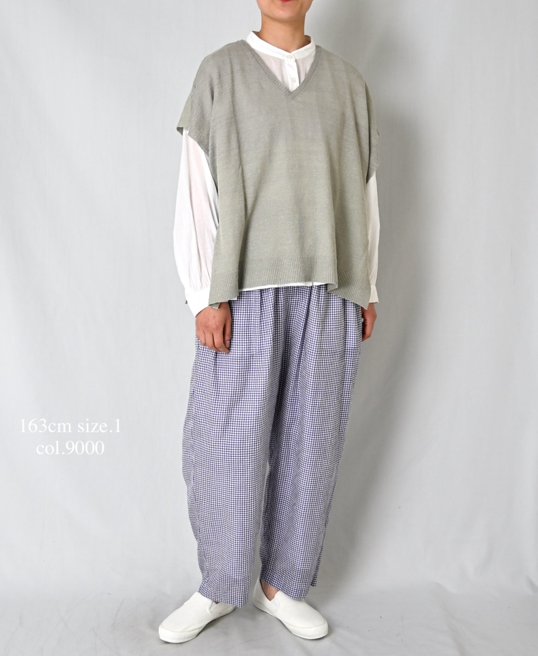 NSL26021(シャツ) 80s COTTON VOILE PLAIN BANDED COLLAR GATHERED SHIRT