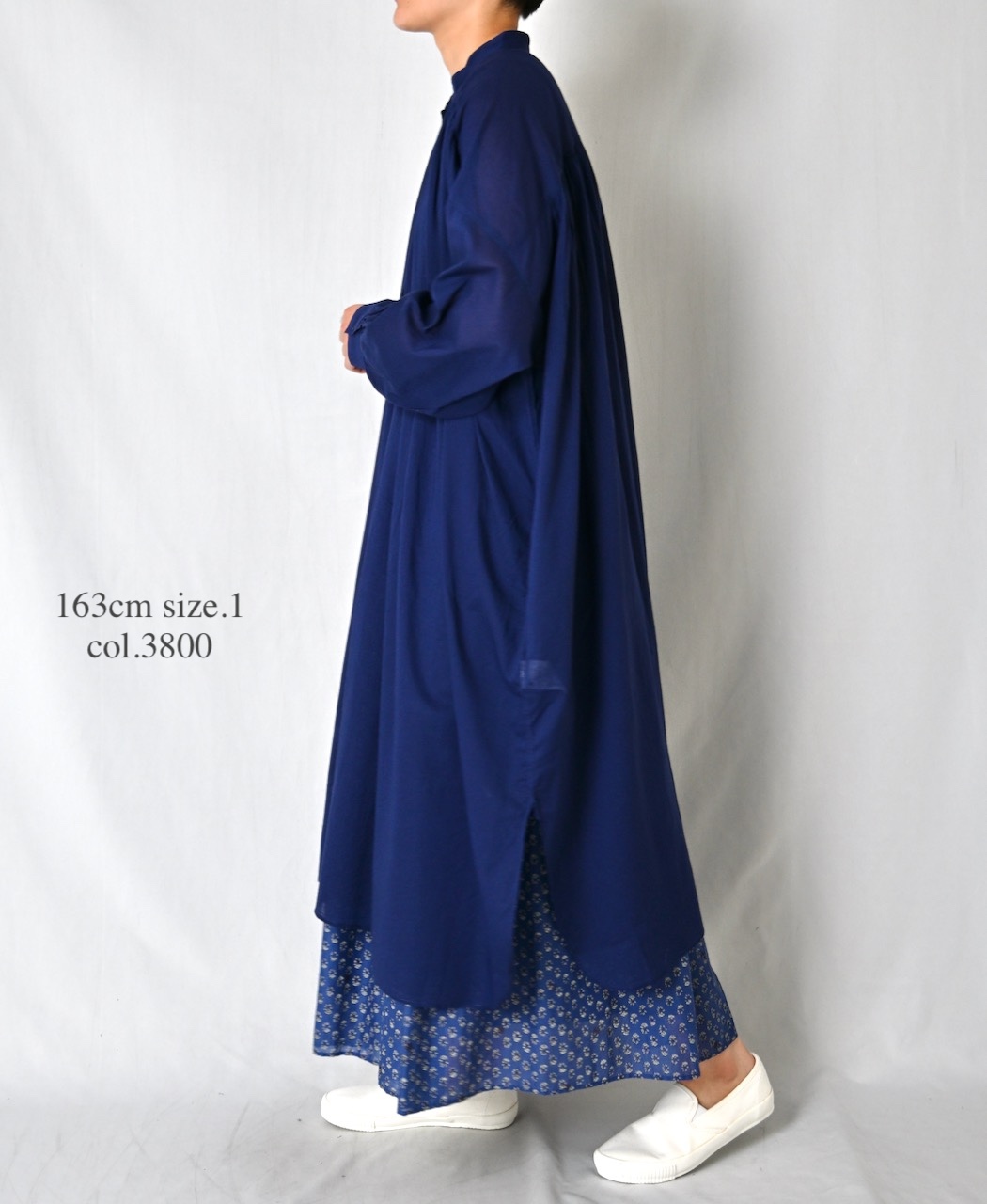 NSL26024(ワンピース) 80s COTTON VOILE PLAIN BANDED COLLAR GATHERED SHIRT DRESS