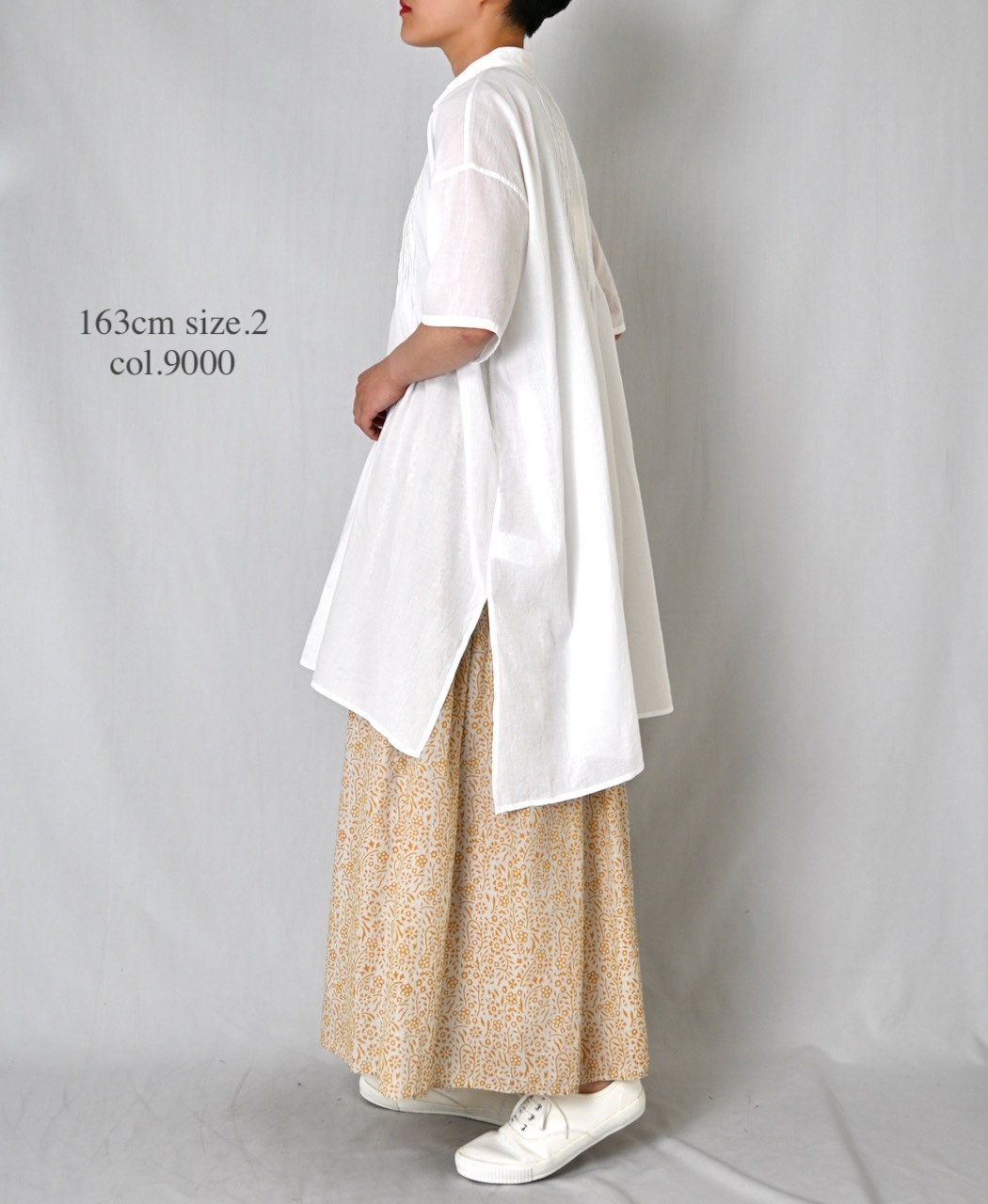 NSL26023(シャツ) 80s COTTON VOILE PLAIN BANDED COLLAR SHORT/SLEEVE PINTUCK SHIRT