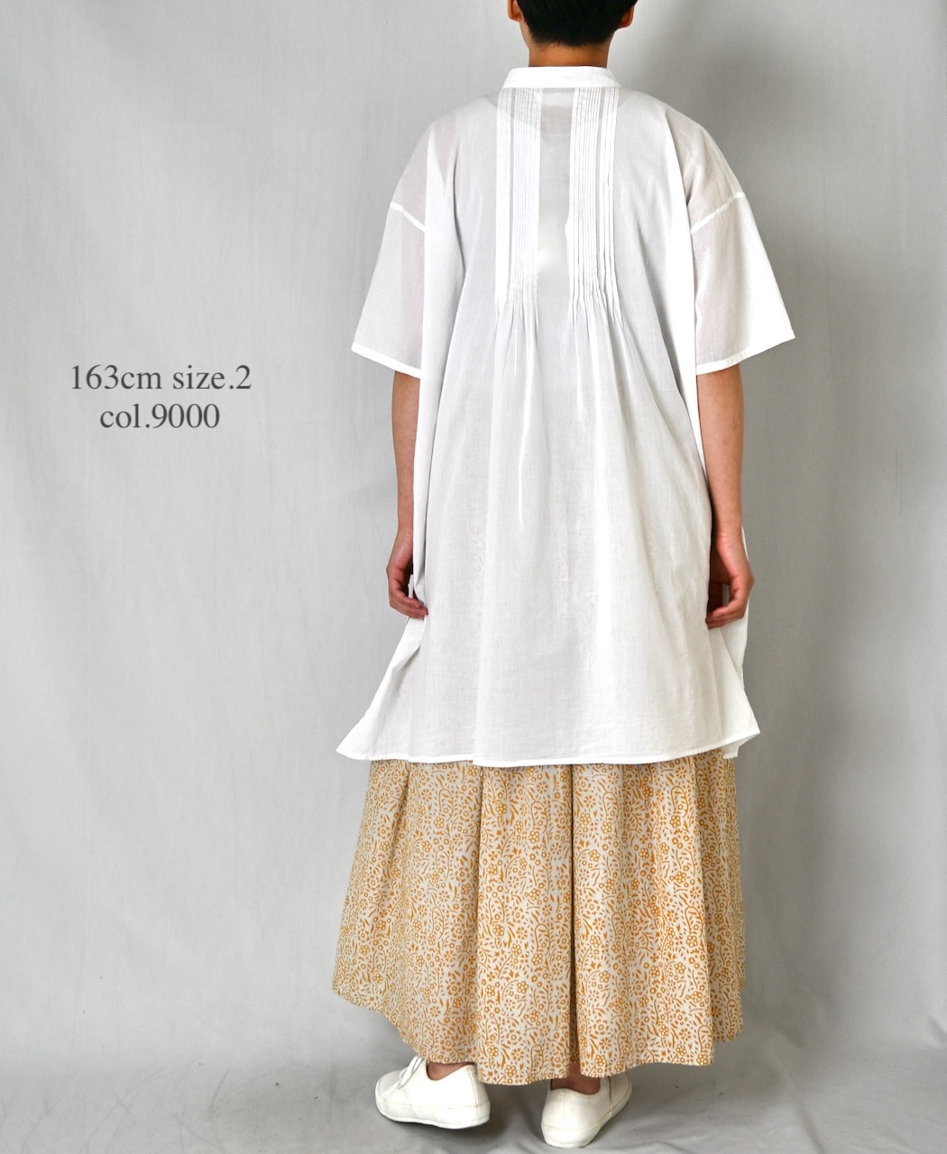 NSL26023(シャツ) 80s COTTON VOILE PLAIN BANDED COLLAR SHORT/SLEEVE PINTUCK SHIRT