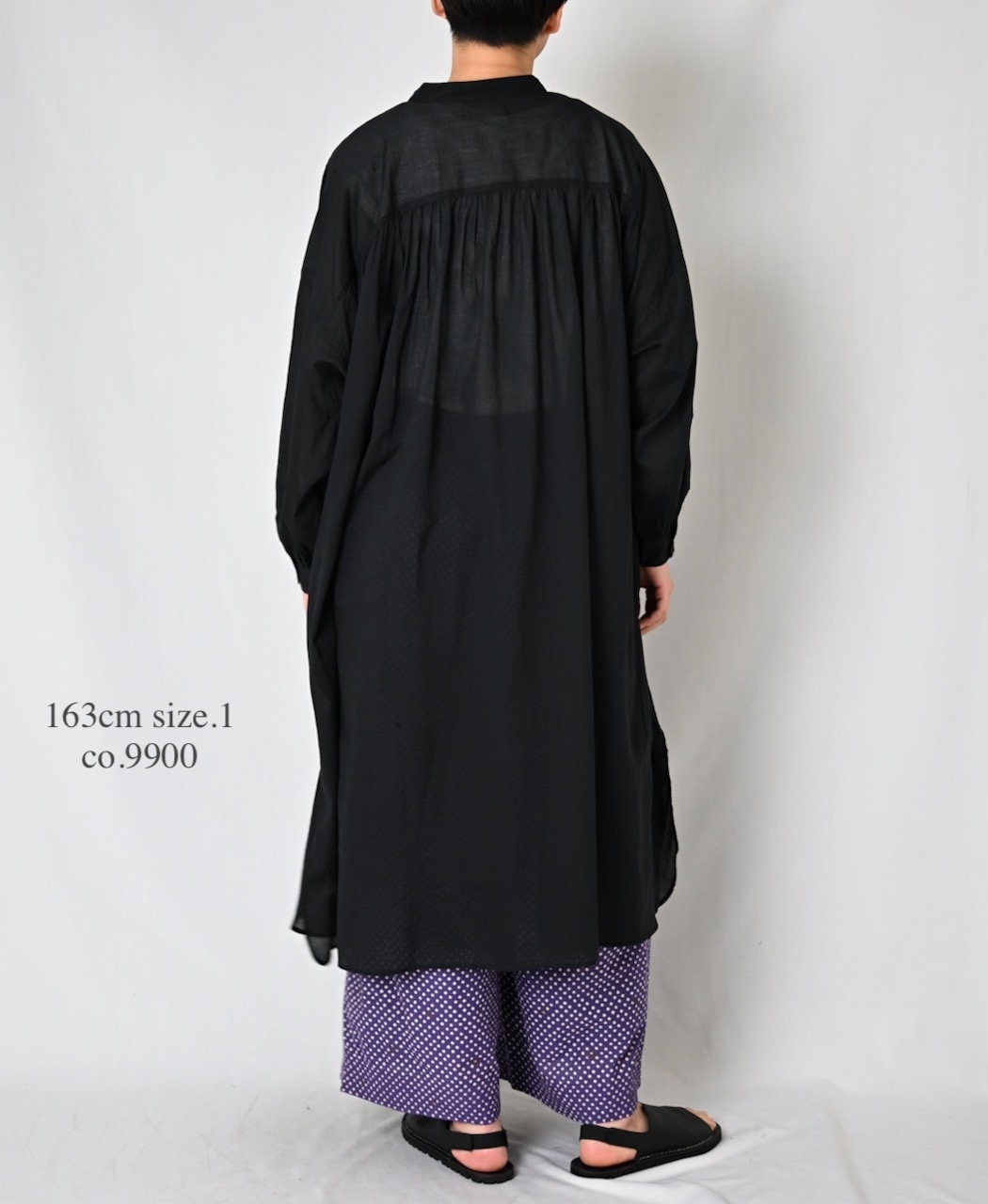 NSL26024(ワンピース) 80s COTTON VOILE PLAIN BANDED COLLAR GATHERED SHIRT DRESS