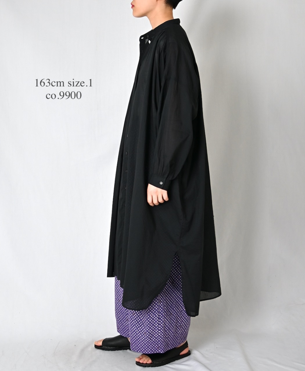 NSL26024(ワンピース) 80s COTTON VOILE PLAIN BANDED COLLAR GATHERED SHIRT DRESS