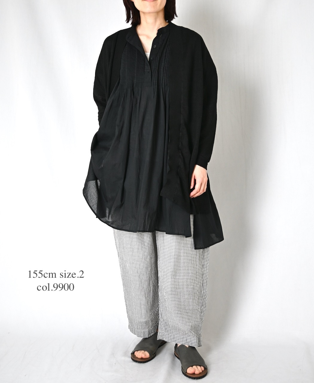NSL26023(シャツ) 80s COTTON VOILE PLAIN BANDED COLLAR SHORT/SLEEVE PINTUCK SHIRT