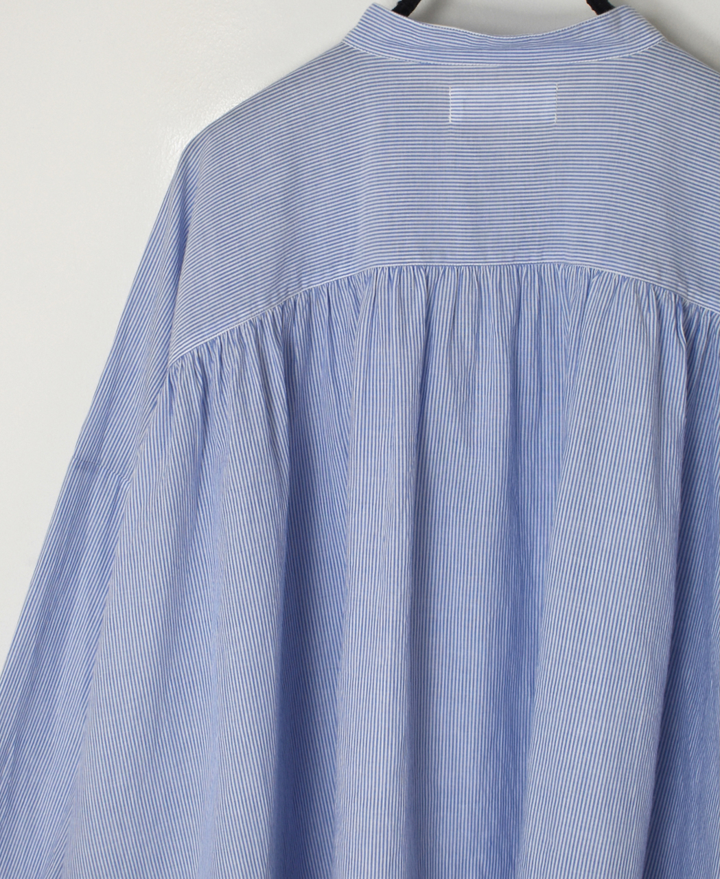 NSL26011(シャツ) 80s COTTON VOILE STRIPE BANDED COLLAR GATHER SHIRT