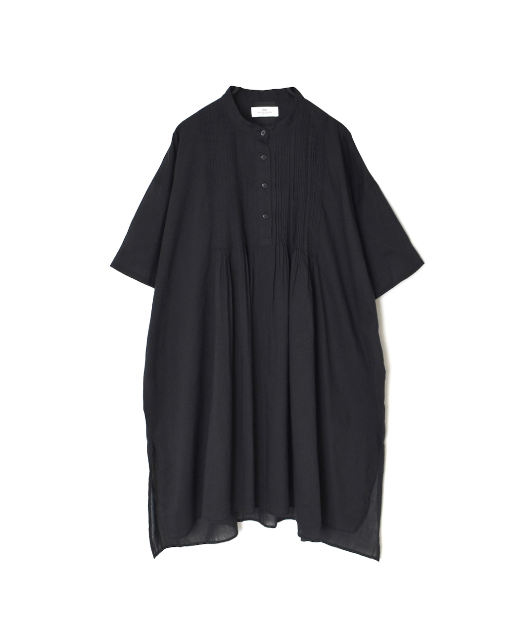 NSL26023(シャツ) 80s COTTON VOILE PLAIN BANDED COLLAR SHORT/SLEEVE PINTUCK SHIRT