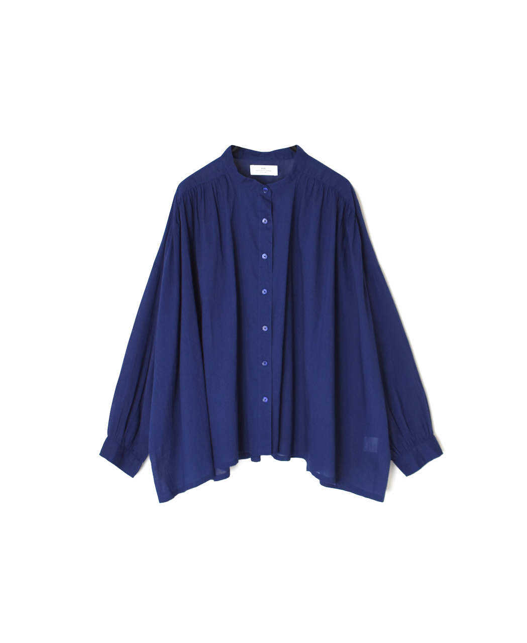 NSL26021(シャツ) 80s COTTON VOILE PLAIN BANDED COLLAR GATHERED SHIRT