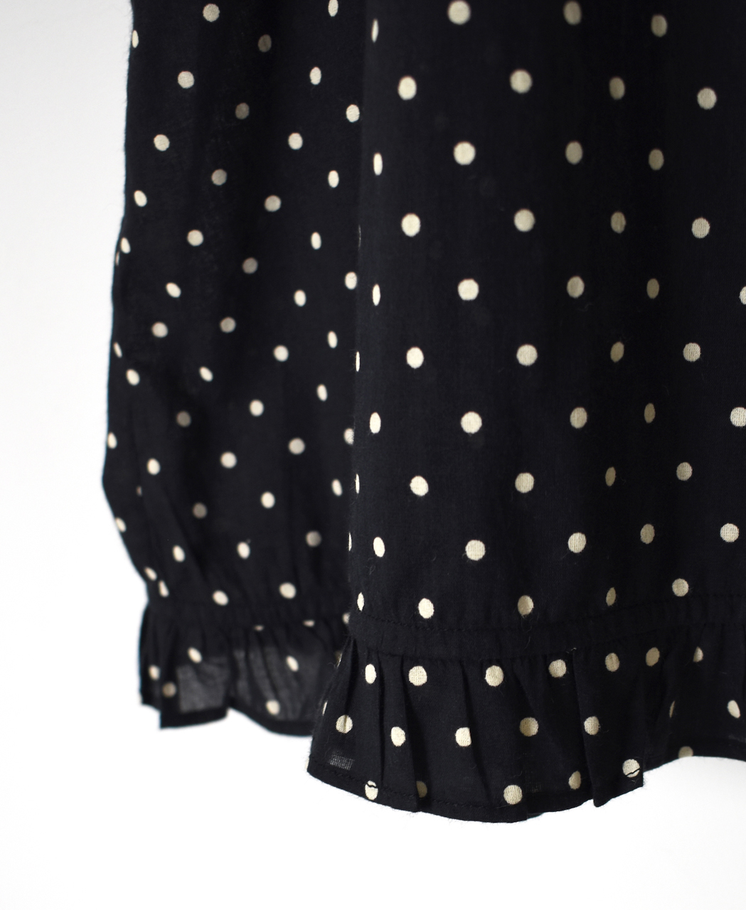 NSL26056(スモック) 80s COTTON VOILE DOT PRINT HEM FRILL GATHERED SMOCK
