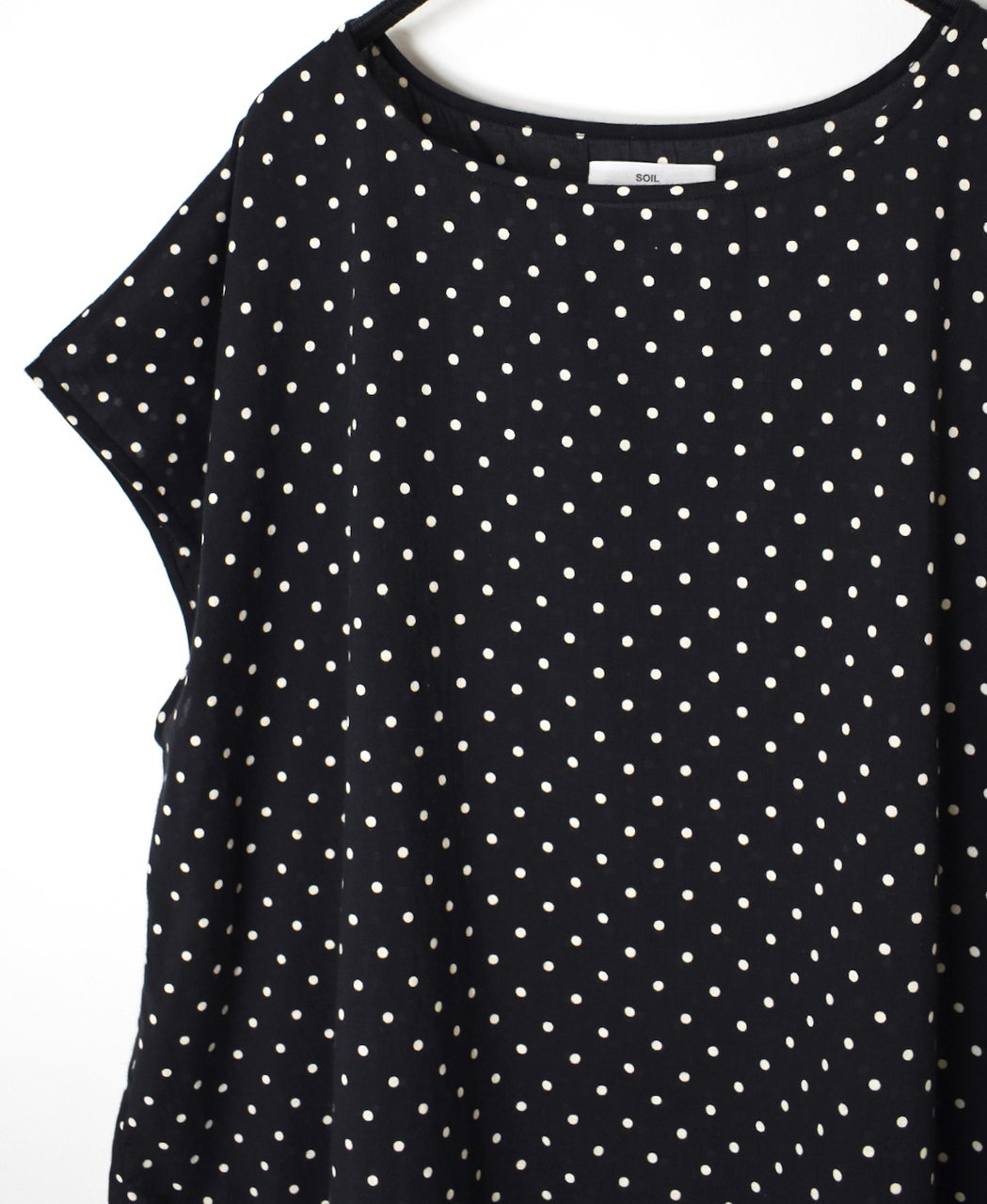 NSL26056(スモック) 80s COTTON VOILE DOT PRINT HEM FRILL GATHERED SMOCK