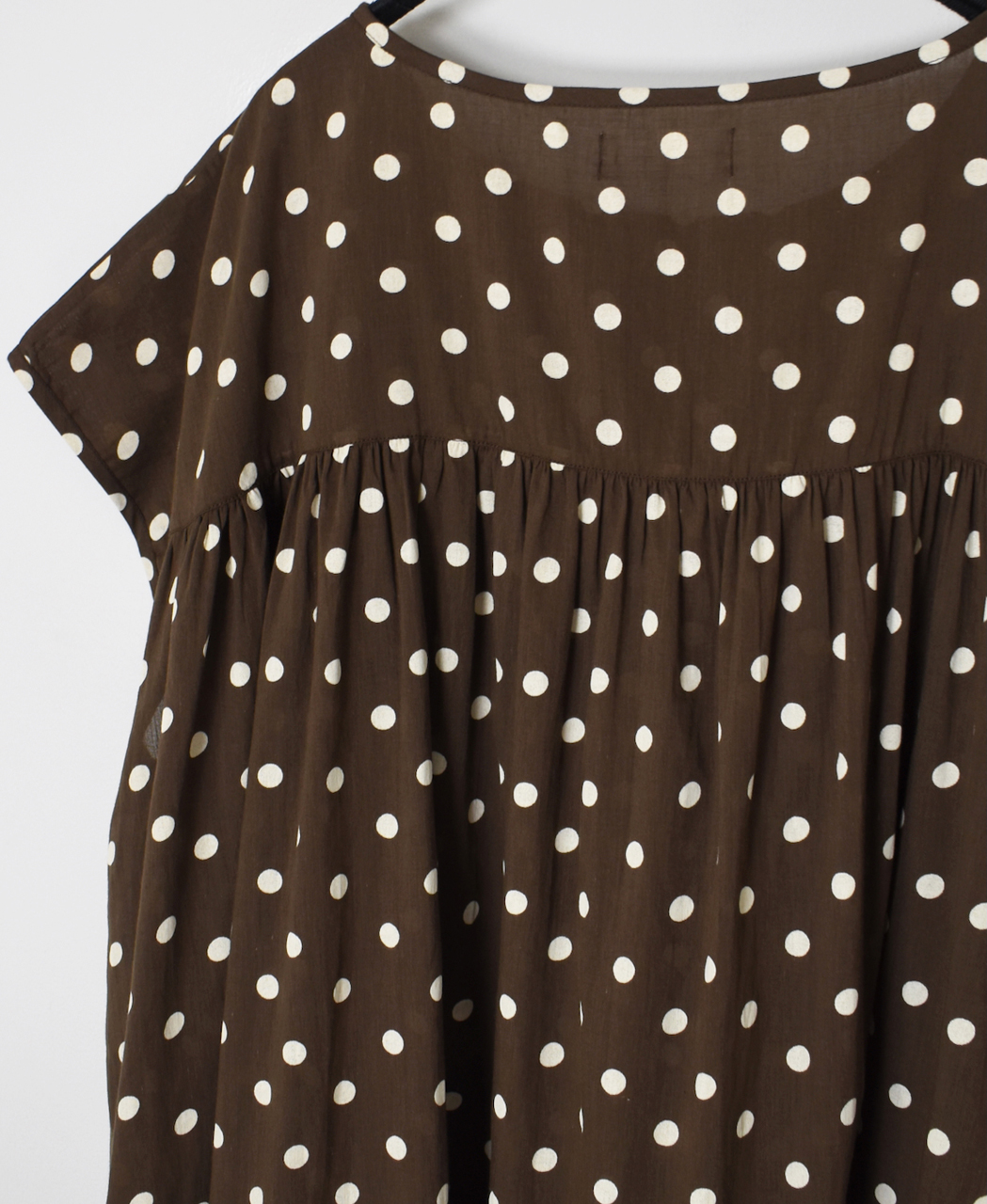 NSL26056(スモック) 80s COTTON VOILE DOT PRINT HEM FRILL GATHERED SMOCK