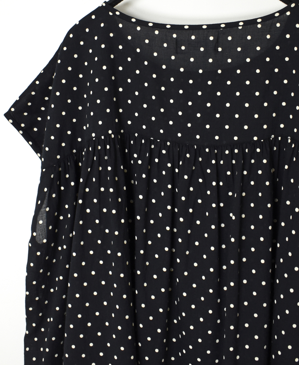 NSL26056(スモック) 80s COTTON VOILE DOT PRINT HEM FRILL GATHERED SMOCK