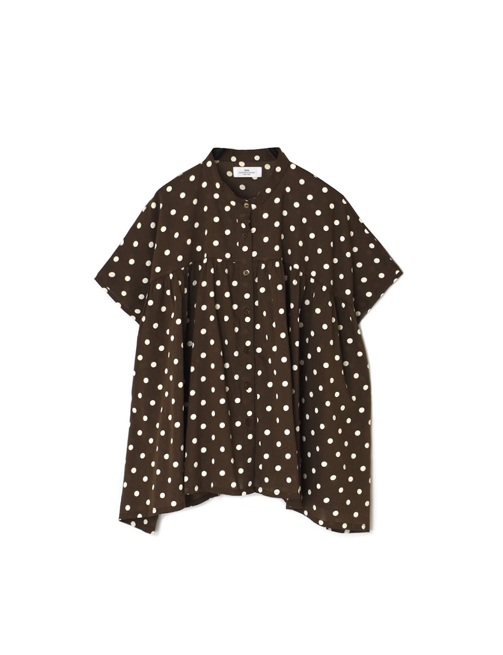 NSL26051(シャツ) 80s COTTON VOILE DOT PRINT BANDED COLLAR FRENCH/SL SHIRT