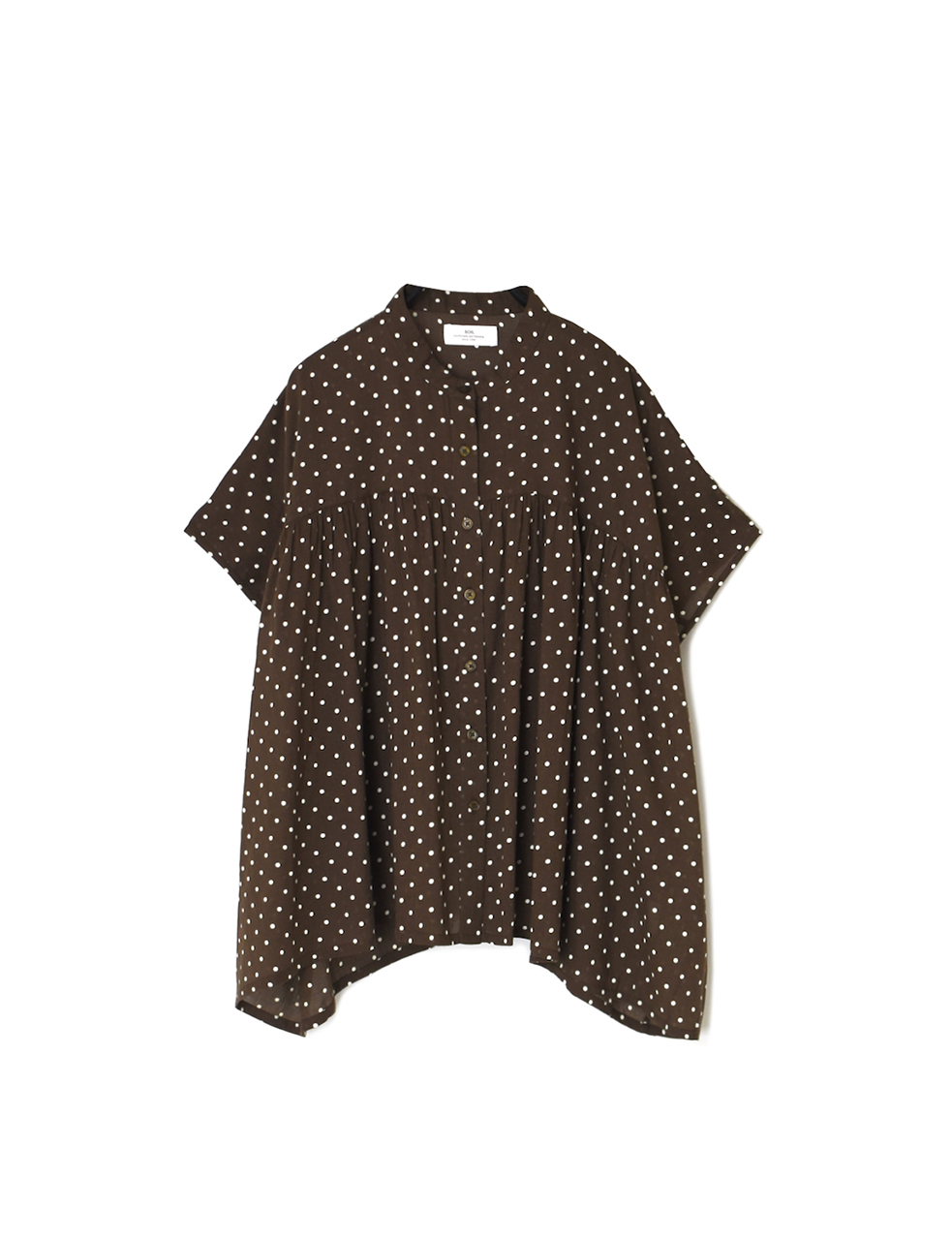 NSL26051(シャツ) 80s COTTON VOILE DOT PRINT BANDED COLLAR FRENCH/SL SHIRT