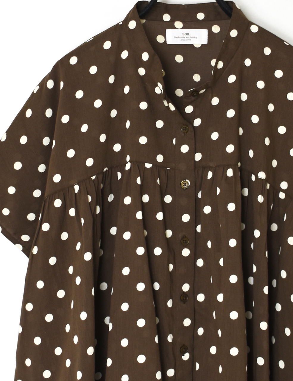 NSL26051(シャツ) 80s COTTON VOILE DOT PRINT BANDED COLLAR FRENCH/SL SHIRT