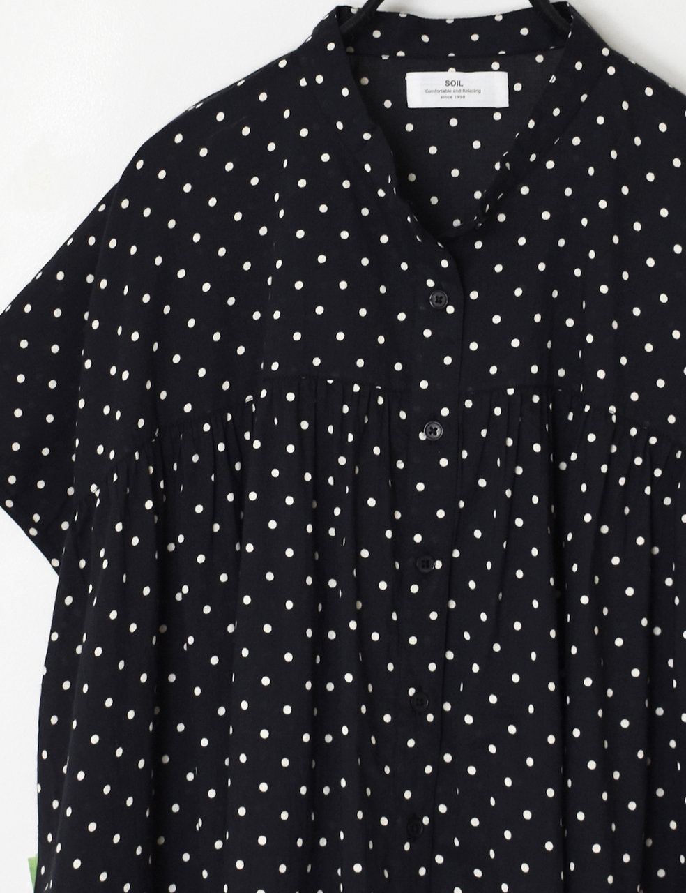 NSL26051(シャツ) 80s COTTON VOILE DOT PRINT BANDED COLLAR FRENCH/SL SHIRT
