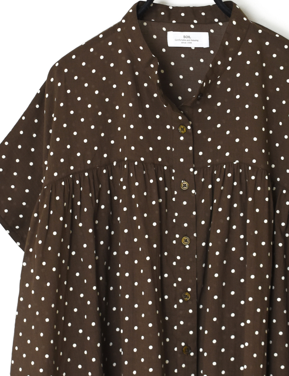 NSL26051(シャツ) 80s COTTON VOILE DOT PRINT BANDED COLLAR FRENCH/SL SHIRT