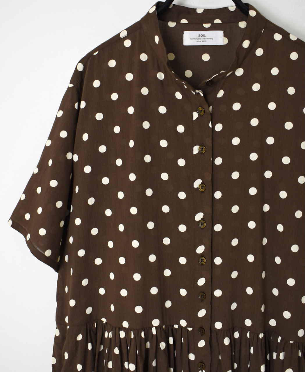 NSL26054(ワンピース) 80s COTTON VOILE DOT PRINT BANDED COLLAR S/SL DRESS