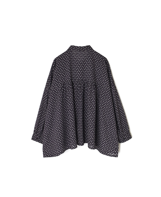 NSL26031(シャツ) COTTON SLUB SMALL FLOWER PRINT REGULAR COLLAR GATHERED SHIRT SMOCK