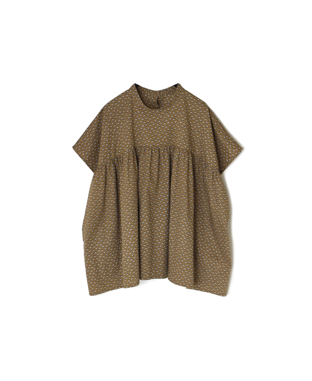 NSL26032(シャツ) COTTON SLUB SMALL FLOWER PRINT BACK OPENING STAND COLLAR SHIRT