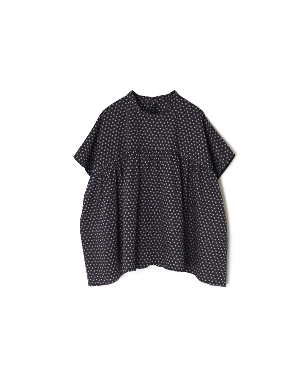 NSL26032(シャツ) COTTON SLUB SMALL FLOWER PRINT BACK OPENING STAND COLLAR SHIRT