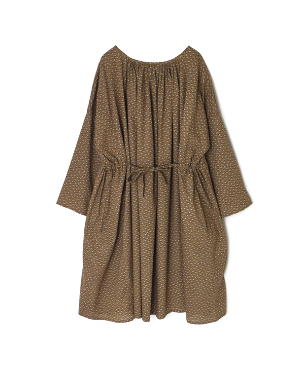 NSL26033(ワンピース) COTTON SLUB SMALL FLOWER PRINT 2WAY GATHERED SMOCK DRESS