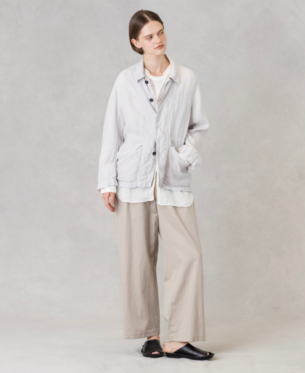 IMDSH2601LPD(ジャケット) 60s AUTOLOOM LINEN PLAIN OVERDYE FLY FRONT JACKET
