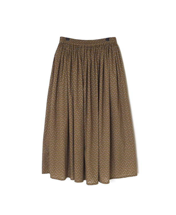 NSL26035(スカート) COTTON SLUB SMALL FLOWER PRINT GATHERED SKIRT