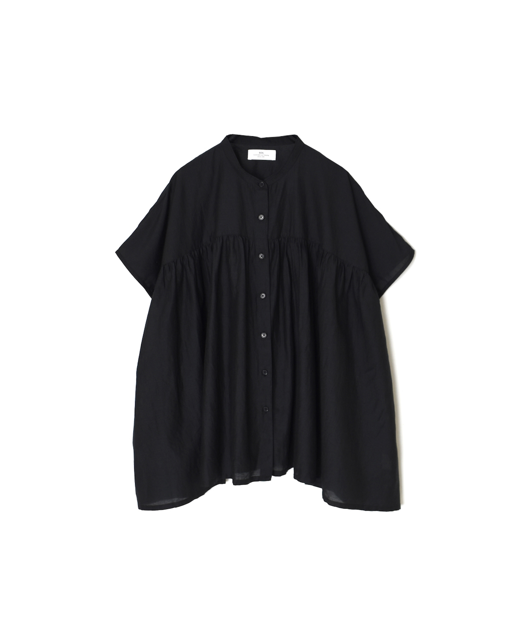 NSL26041(シャツ) COTTON SILK PLAIN BANDED COLLAR FRENCH/SL SHIRT