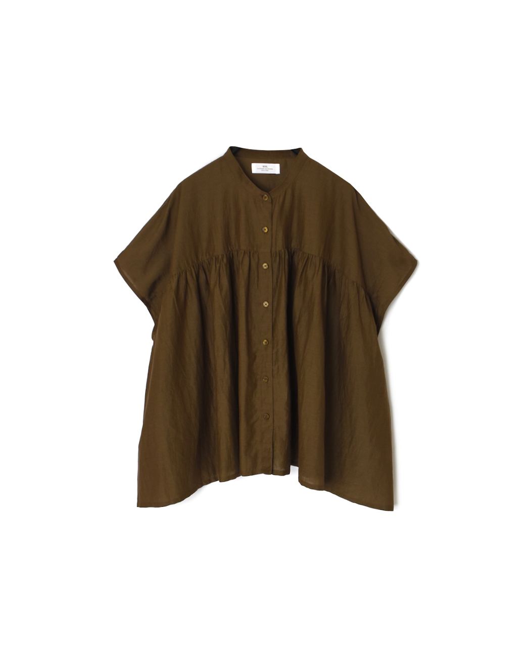 NSL26041(シャツ) COTTON SILK PLAIN BANDED COLLAR FRENCH/SL SHIRT