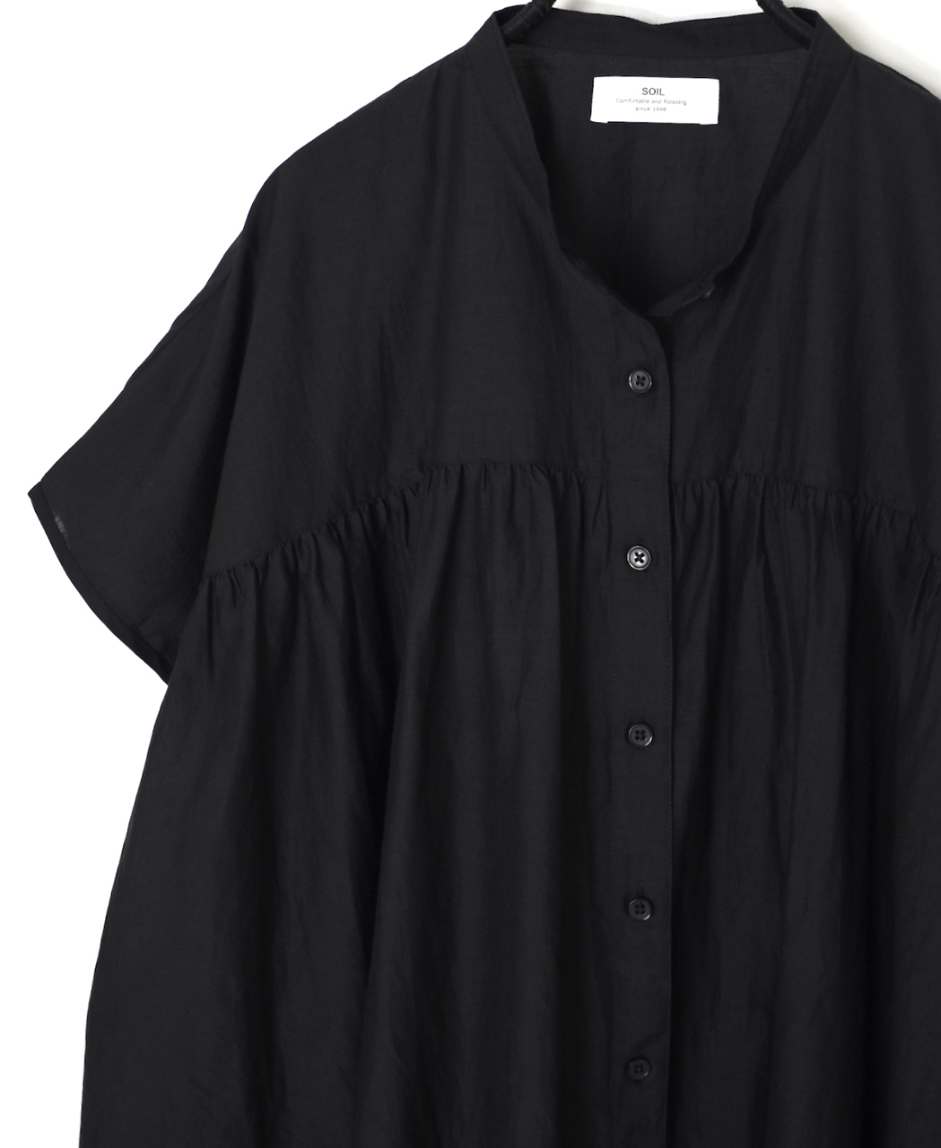 NSL26041(シャツ) COTTON SILK PLAIN BANDED COLLAR FRENCH/SL SHIRT