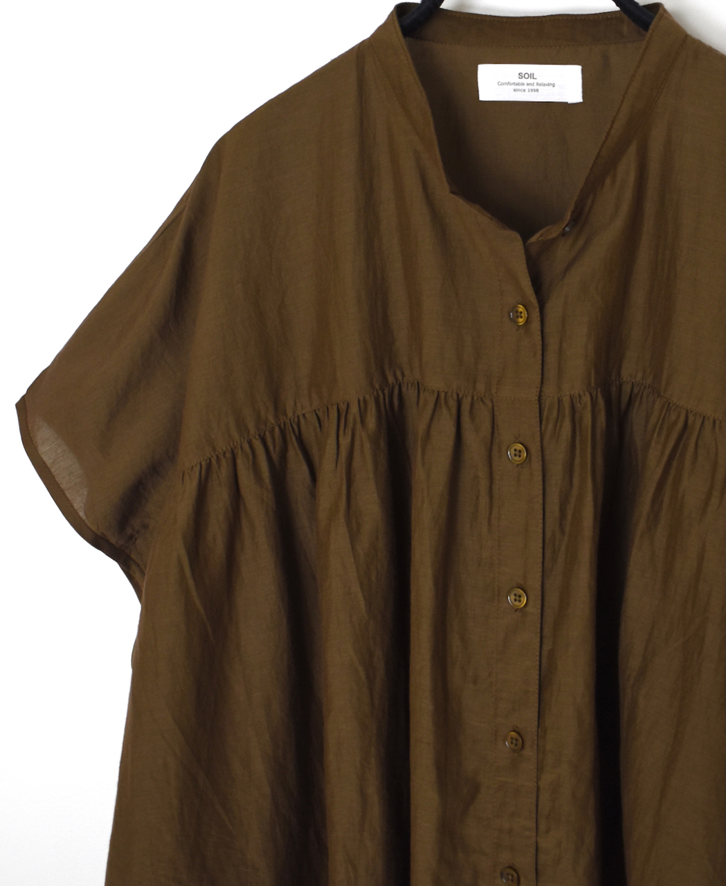 NSL26041(シャツ) COTTON SILK PLAIN BANDED COLLAR FRENCH/SL SHIRT