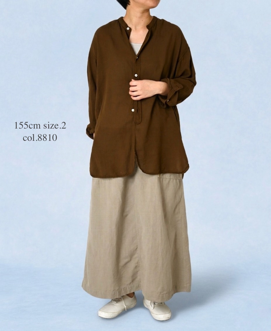 INAM2501G3D(シャツ) 30s GAUZE PLAIN OVERDYE UTILITY BANDED COLLAR SHIRT