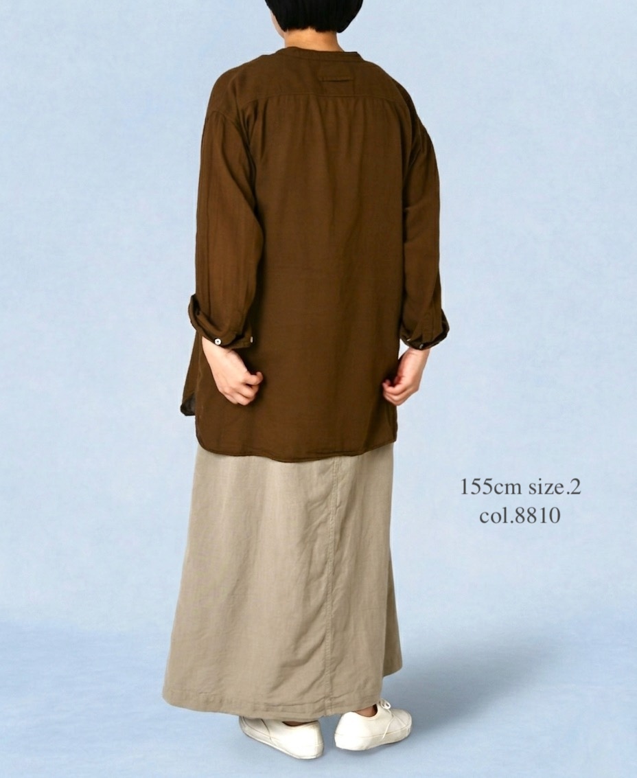 INAM2501G3D(シャツ) 30s GAUZE PLAIN OVERDYE UTILITY BANDED COLLAR SHIRT