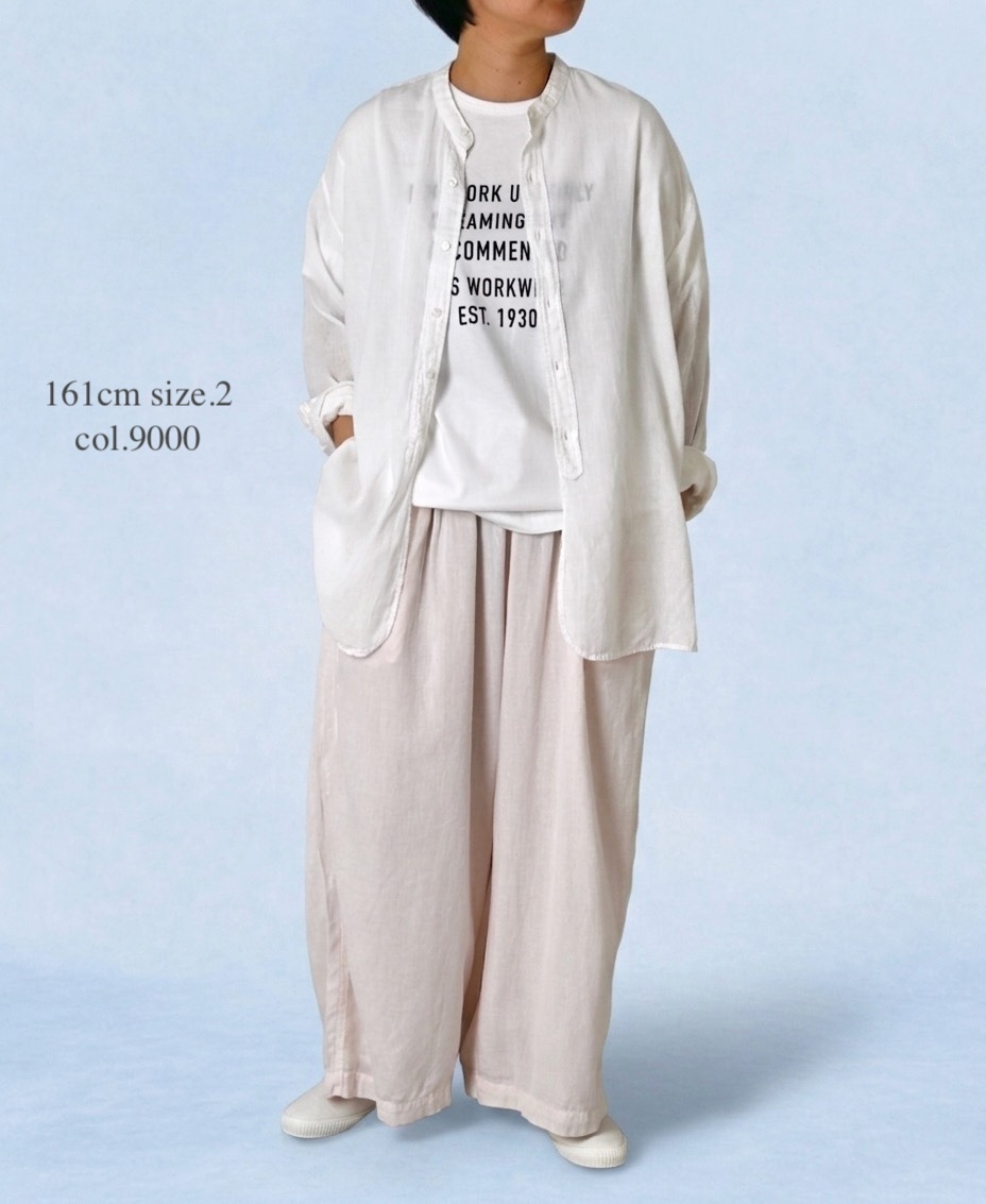 INAM2501G3D(シャツ) 30s GAUZE PLAIN OVERDYE UTILITY BANDED COLLAR SHIRT