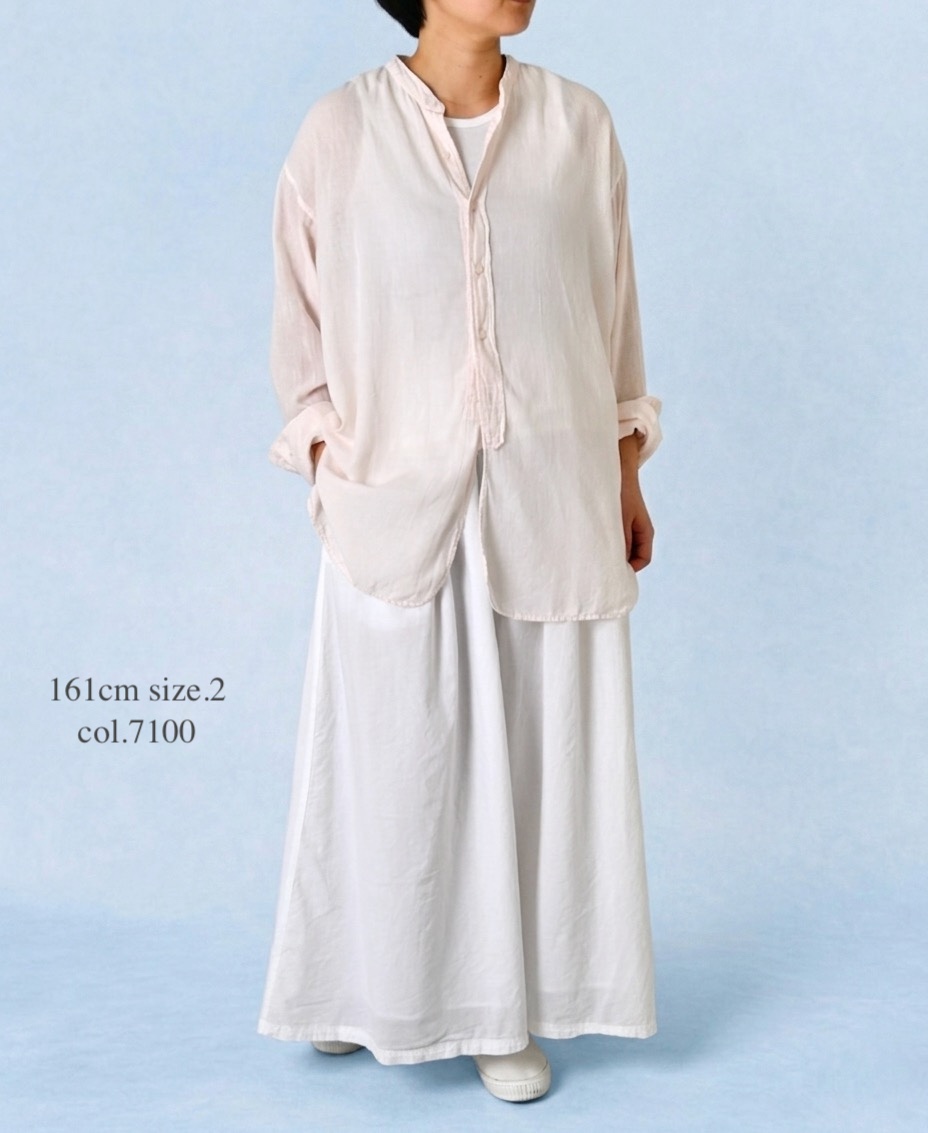 INAM2501G3D(シャツ) 30s GAUZE PLAIN OVERDYE UTILITY BANDED COLLAR SHIRT
