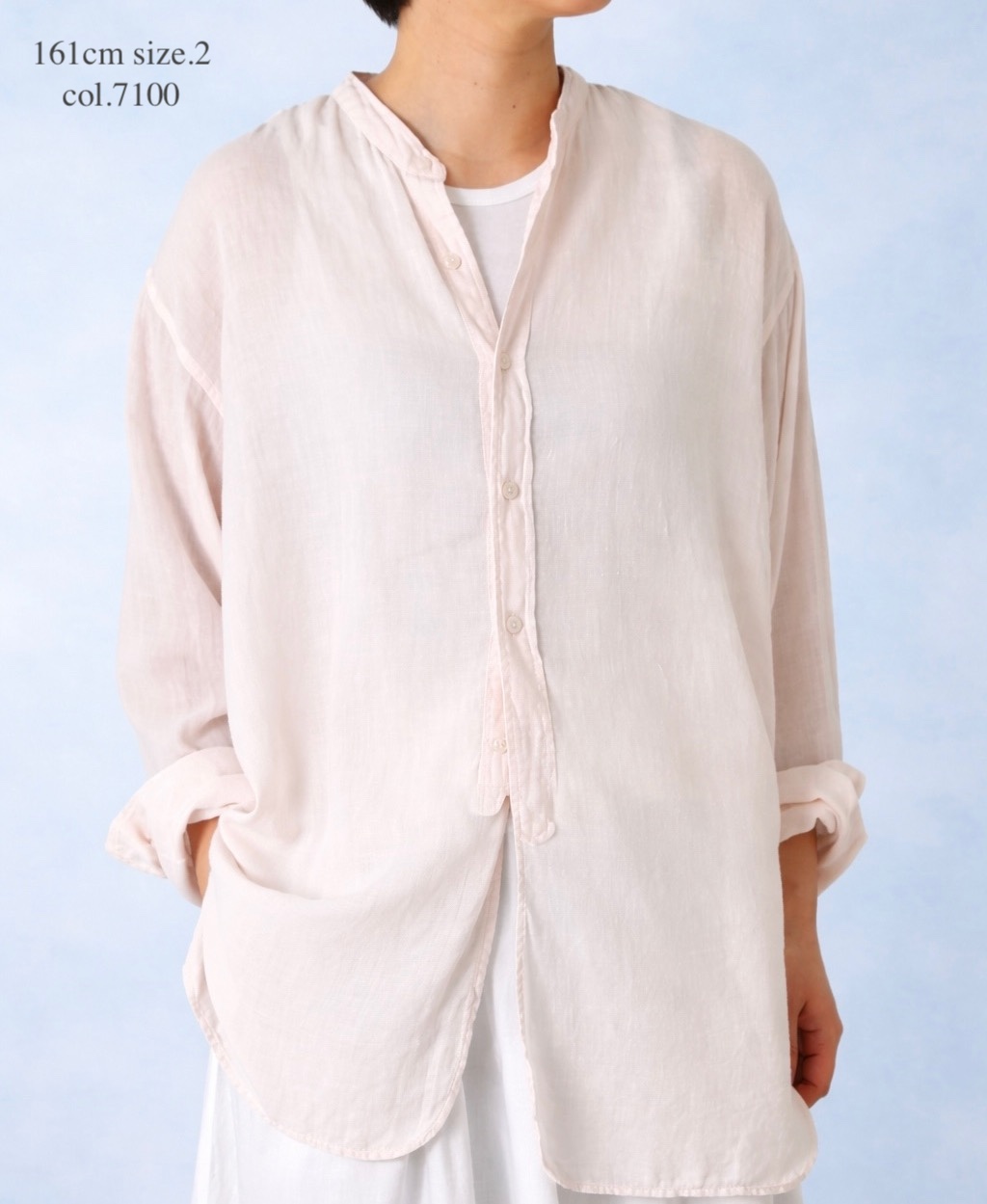 INAM2501G3D(シャツ) 30s GAUZE PLAIN OVERDYE UTILITY BANDED COLLAR SHIRT