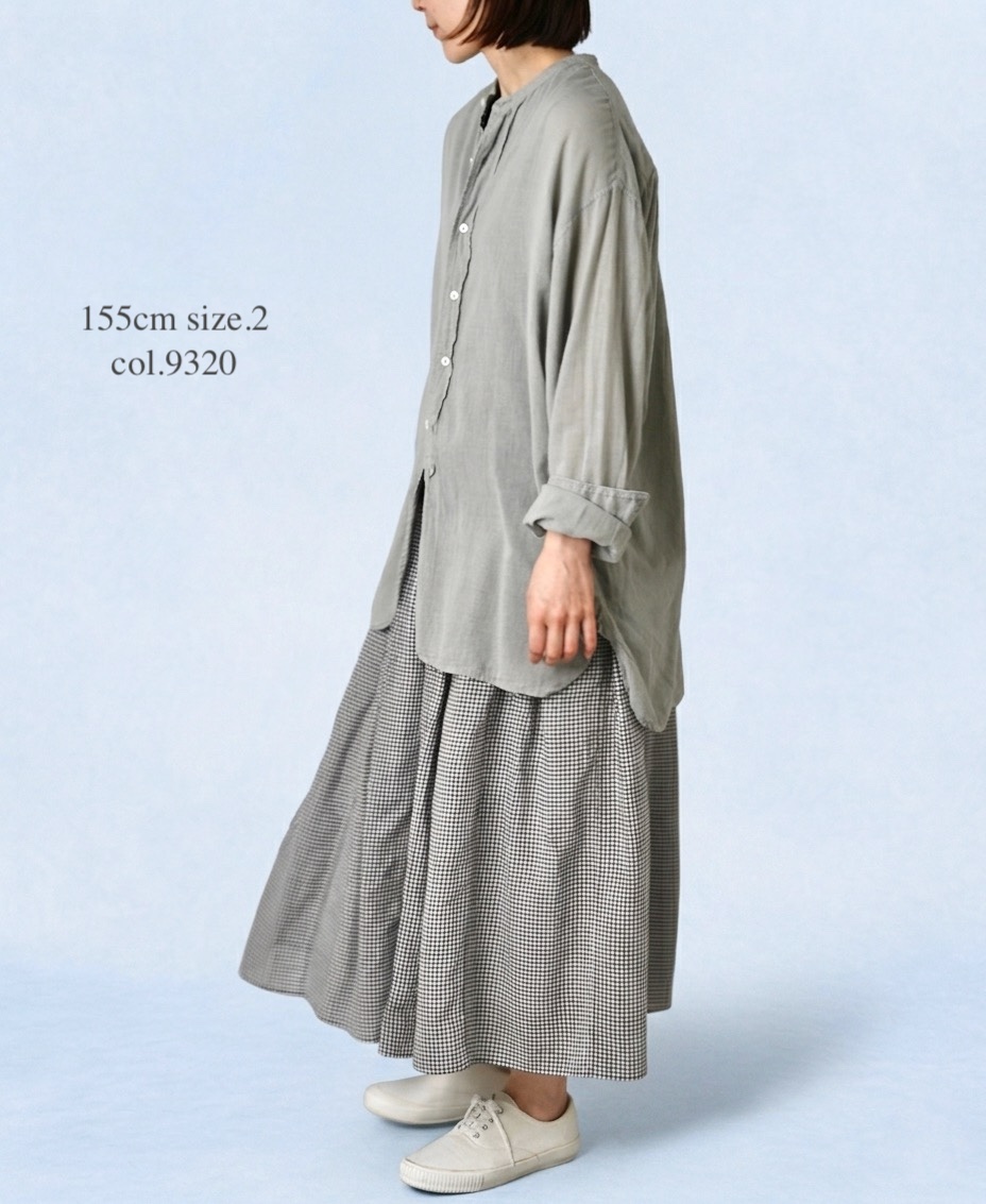 INAM2501G3D(シャツ) 30s GAUZE PLAIN OVERDYE UTILITY BANDED COLLAR SHIRT