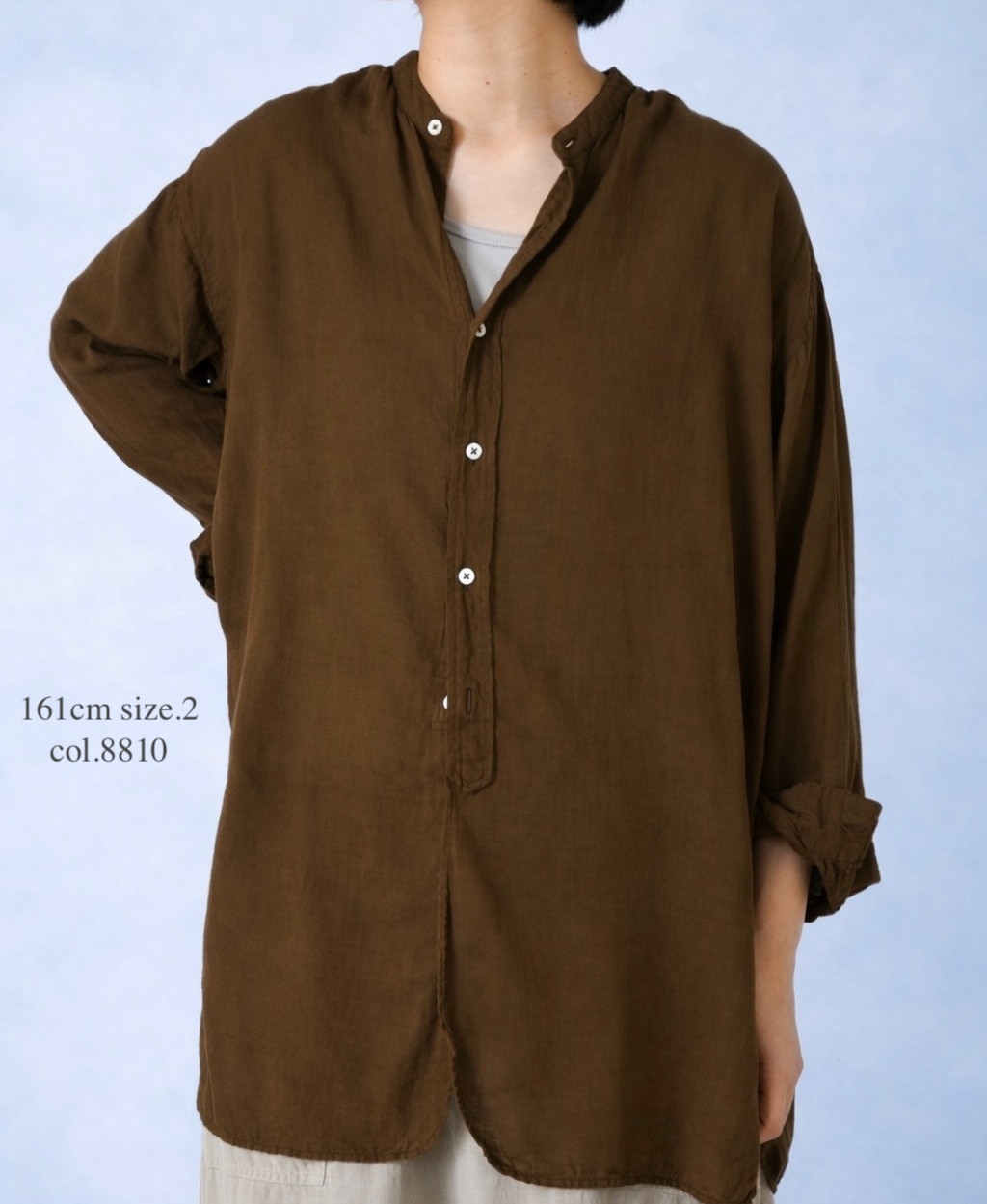 INAM2501G3D(シャツ) 30s GAUZE PLAIN OVERDYE UTILITY BANDED COLLAR SHIRT