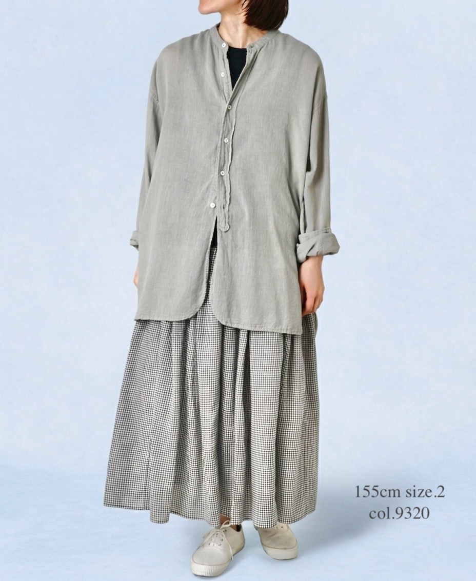 INAM2501G3D(シャツ) 30s GAUZE PLAIN OVERDYE UTILITY BANDED COLLAR SHIRT
