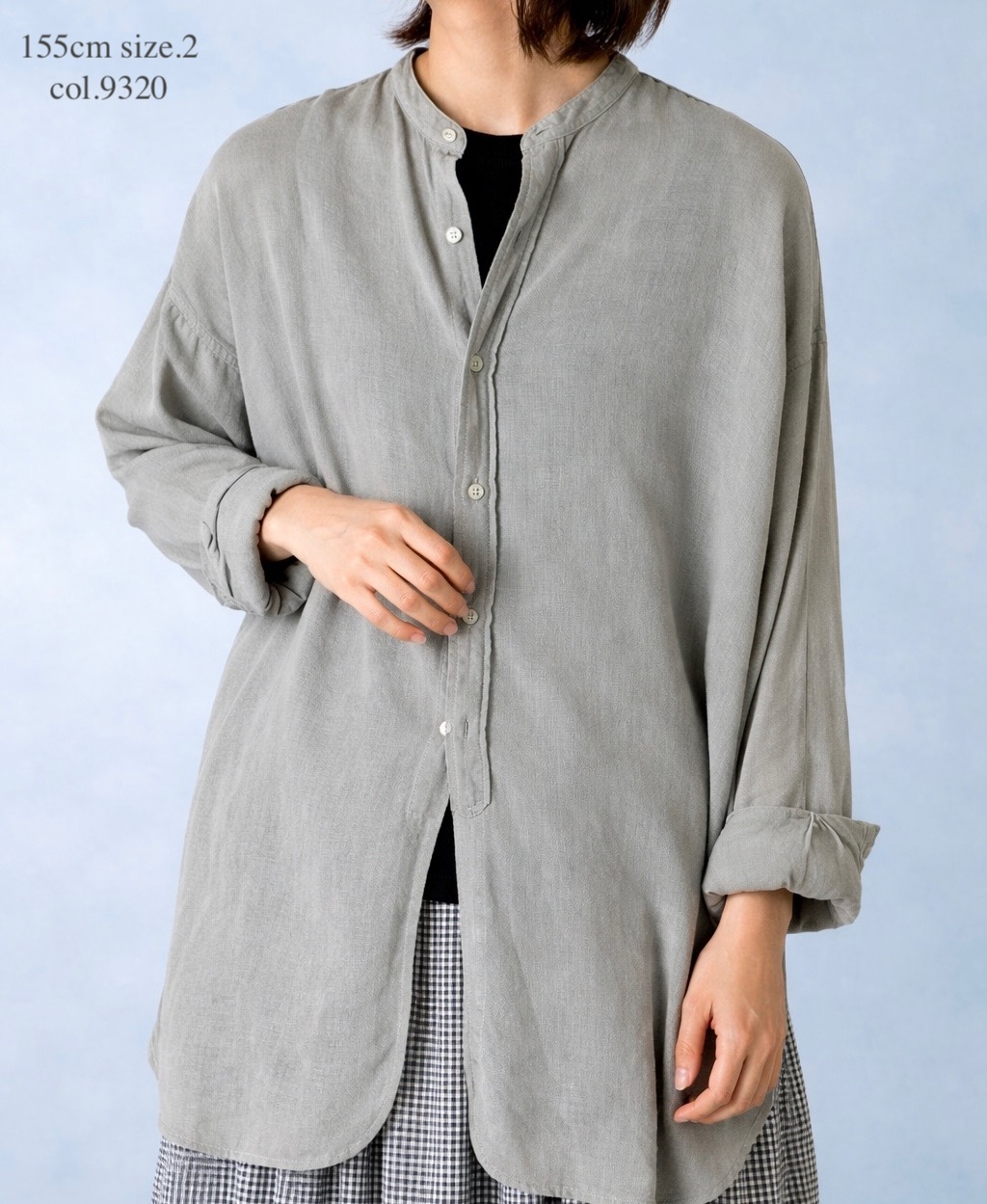 INAM2501G3D(シャツ) 30s GAUZE PLAIN OVERDYE UTILITY BANDED COLLAR SHIRT