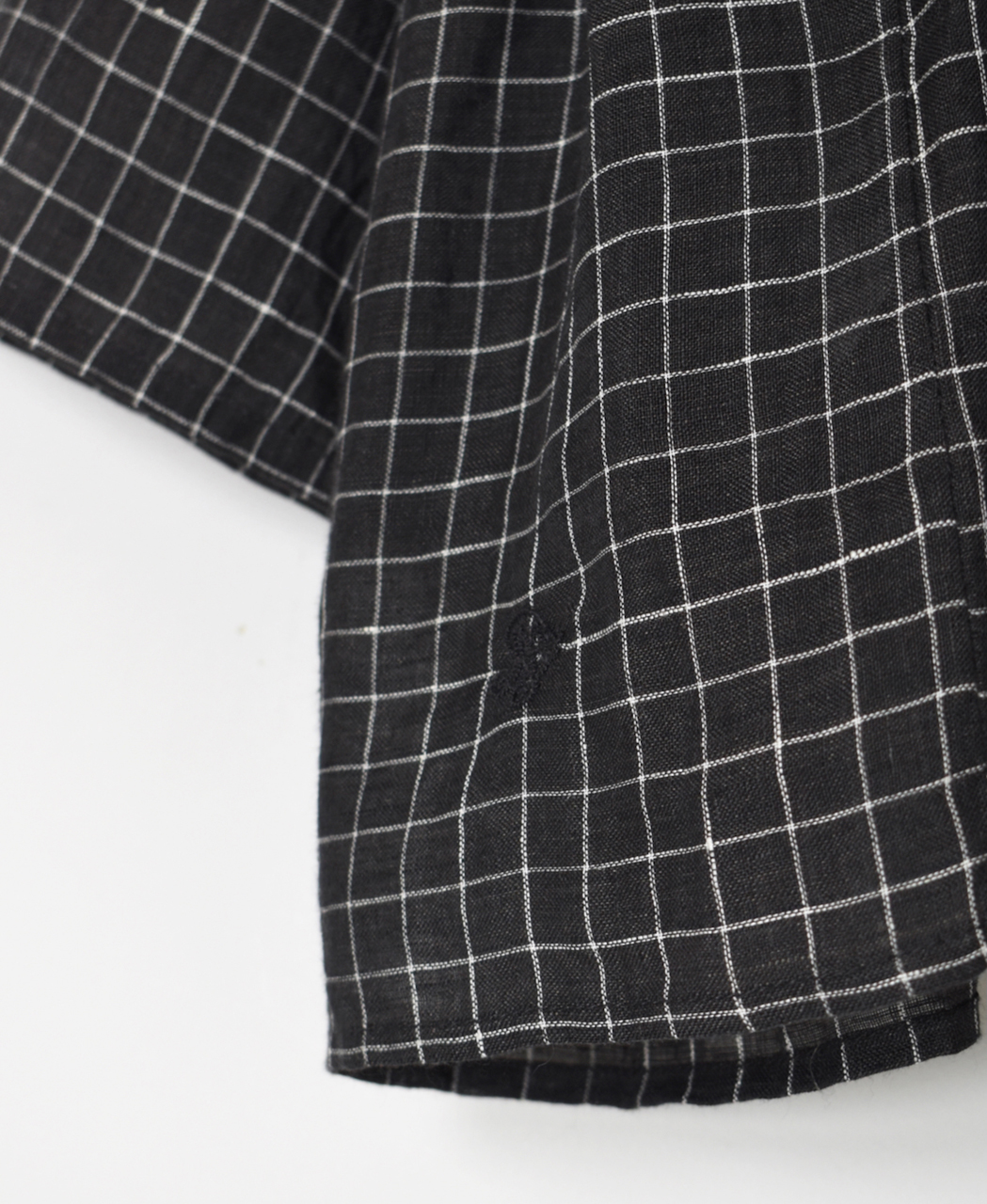 NMDS26282(シャツ) 80s POWER LOOM LINEN CHECK RAJASTHAN GATHERED SHIRT PULLOVER